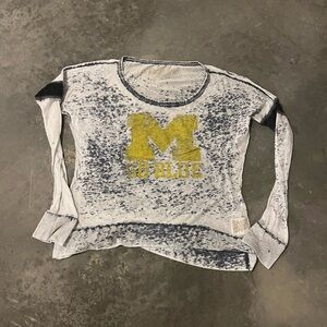 Michigan Wolverines Original Retro Brand Gray and Yellow Long Sleeve Tee